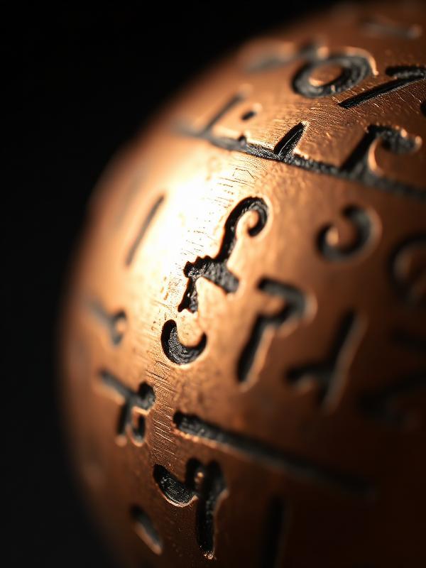 Close up of copper bead texture with spiritual engravings